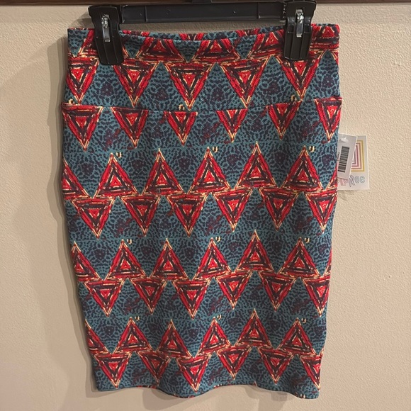Lularoe NWT Cassie pull on pencil skirt geometric triangle print wide waist  S - Picture 2 of 10